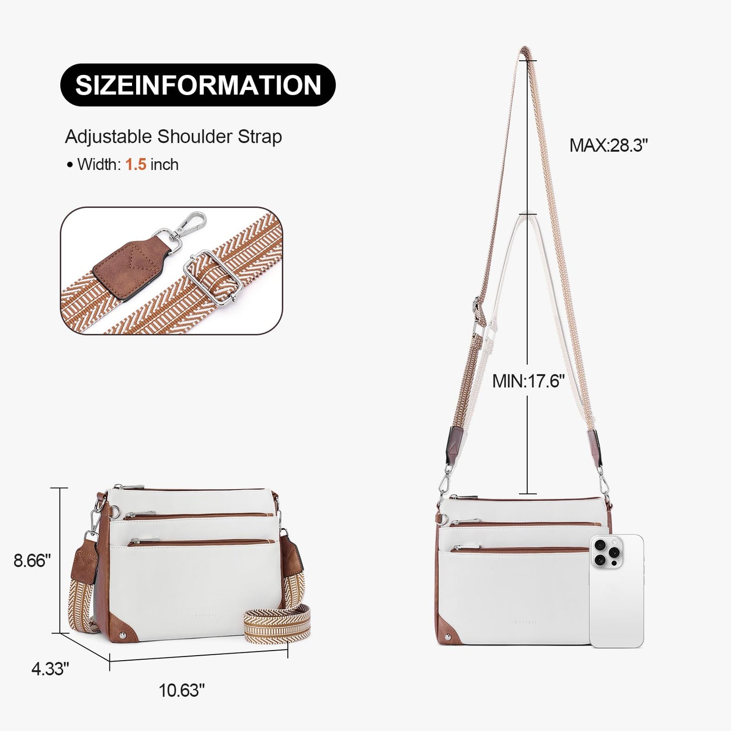 Crossbody Bags for Women Rfid Travel Crossbody Purses Leather Handbags Medium Shoulder bag with Adjustable Strap