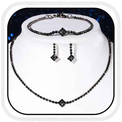 Aukmla Rhinestones Bridal Wedding Jewelry Sets Sparkly Necklace Earrings Bracelet Set Prom Formal Jewelry for Brides and Women