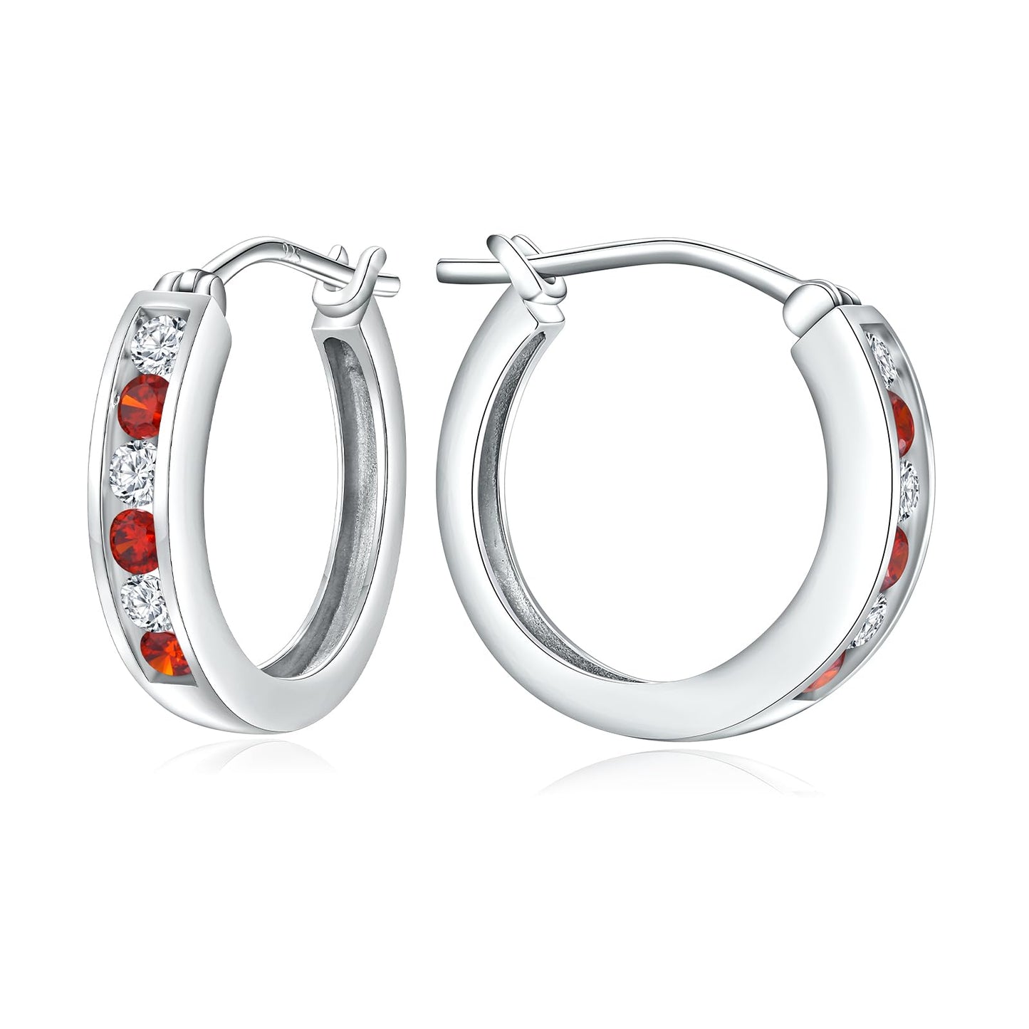 14K Gold Plated/925 Sterling Silver Birthstone Hoop Earrings for Women | 18mm Created Gemstone Hoops,Hypoallergenic and Lightweight,Birthday Mother's Day Jewelry(with Gift Box)