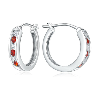 14K Gold Plated/925 Sterling Silver Birthstone Hoop Earrings for Women | 18mm Created Gemstone Hoops,Hypoallergenic and Lightweight,Birthday Mother's Day Jewelry(with Gift Box)