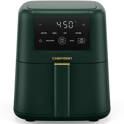 Chefman Air Fryer – 4-in-1 Slim 3.5 QT Airfryer, Air Fry, Bake, Dehydrate, Frozen, 450°F Max Temp for Extra Crispy Results in Minutes, Nonstick Ceramic Coating, Dishwasher-Safe Accessories - Black