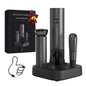 CIRCLE JOY Electric Wine Opener Rechargeable 5-in-1 Stainless Steel Wine Gift Set with Foil Cutter, Wine Aerator Pourer, Wine Drip Ring & Vacuum Stopper, Ideal Gifts for Wine Lovers, Silver