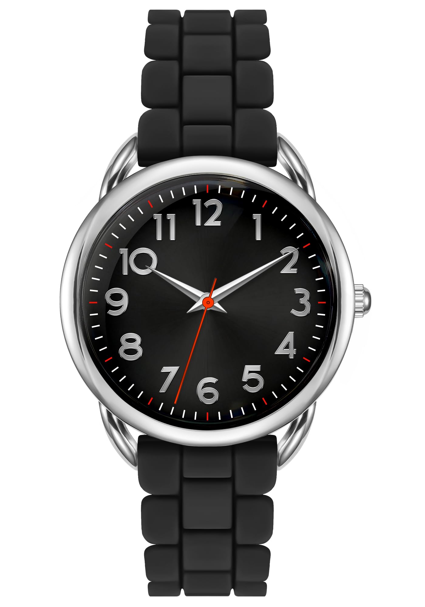 Bisley 35MM Watches for Women Big Face Easy Reader Silicone Strap Water Proof