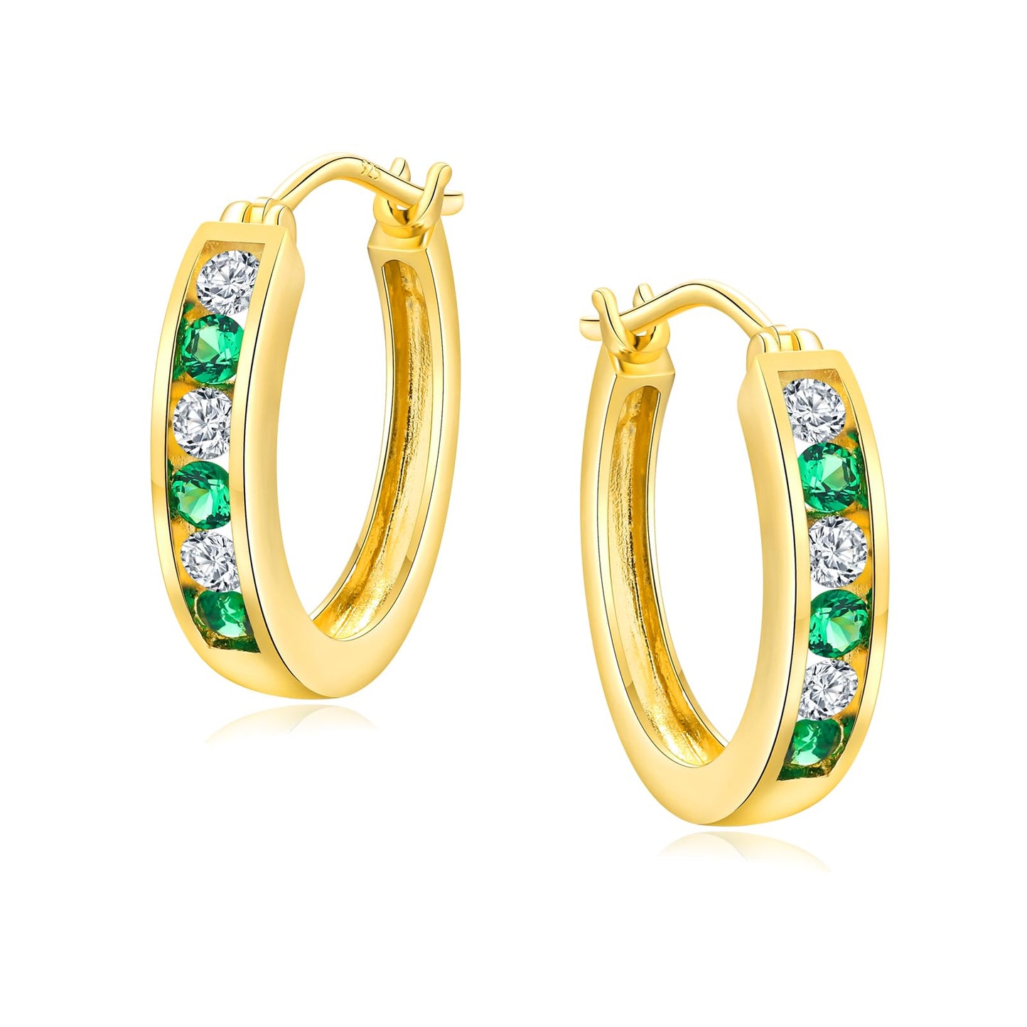 Channel Set Small Huggie Hoop Earrings Sterling Silver or 14K Gold Color,Lightweight Hypoallergenic CZ Diamond Chunky Hoop Earrings for Women
