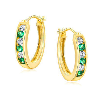 Channel Set Small Huggie Hoop Earrings Sterling Silver or 14K Gold Color,Lightweight Hypoallergenic CZ Diamond Chunky Hoop Earrings for Women