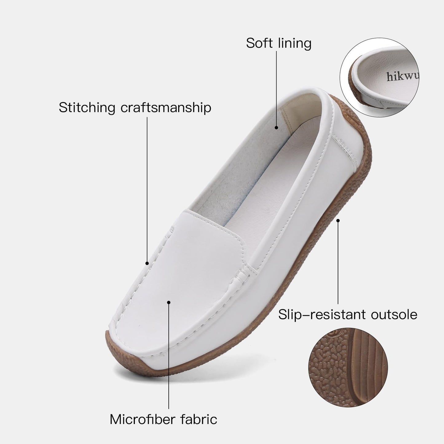 Women's Comfortable & Lightweight Leather Loafers Slip-Ons Driving Walking Mocs Boat Shoes Cute Business Casual Dress Shoes Work Flats for Women