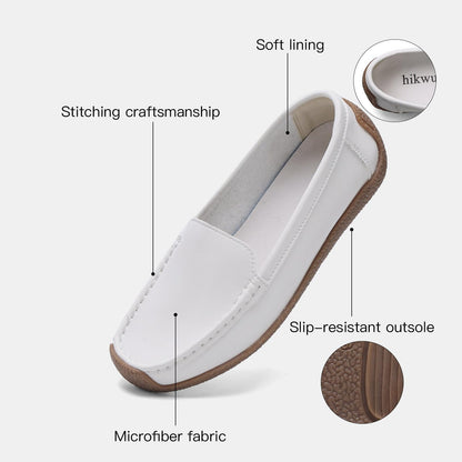 Women's Comfortable & Lightweight Leather Loafers Slip-Ons Driving Walking Mocs Boat Shoes Cute Business Casual Dress Shoes Work Flats for Women