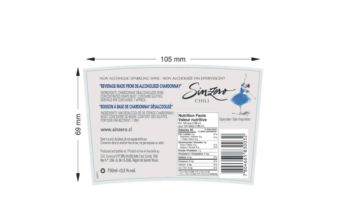 SINZERO - Cabernet Sauvignon - 750 ml 6 Pack - Non-alcoholic red wine - Aged in French oak for smooth rich flavor - Low calories, vegan friendly - Made in Chile