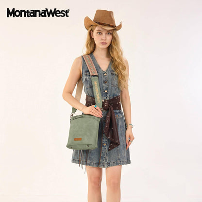 Montana West Multi Zip Pocket Crossbody Bag With Guitar Strap