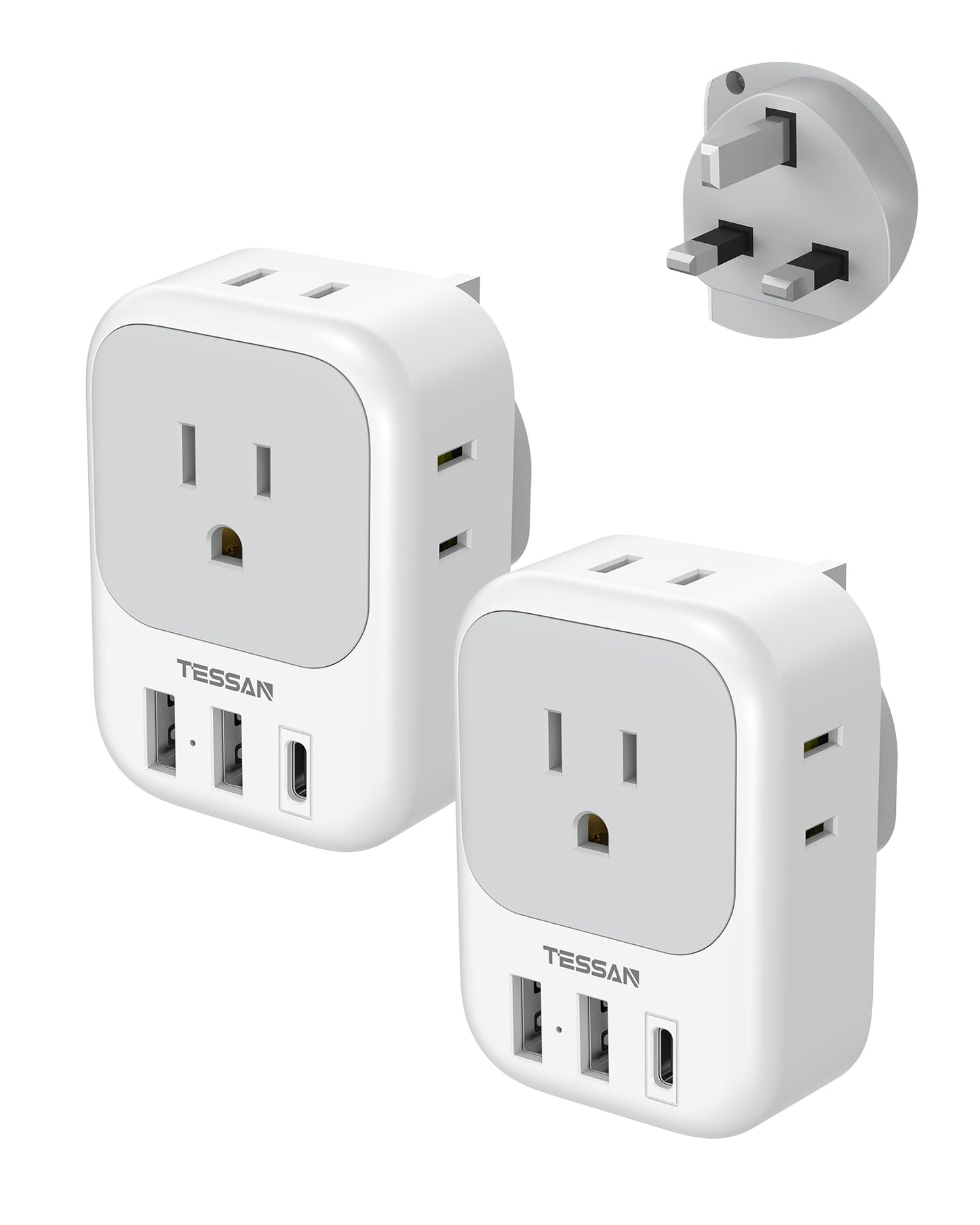 TESSAN 2 Pack European Travel Plug Adapter, Europe Power Converter