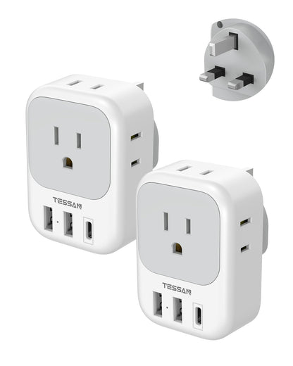TESSAN 2 Pack European Travel Plug Adapter, Europe Power Converter