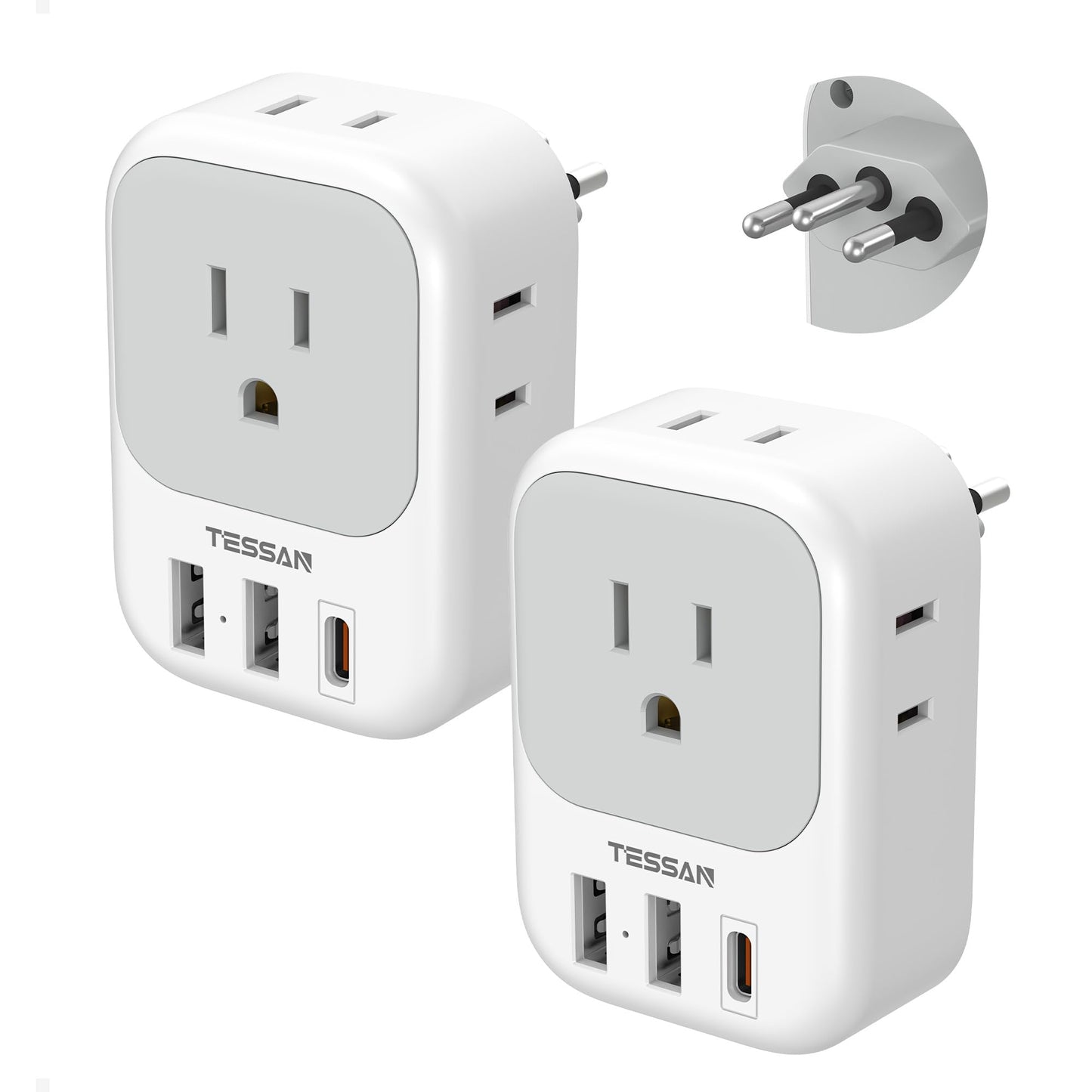 TESSAN 2 Pack European Travel Plug Adapter, Europe Power Converter