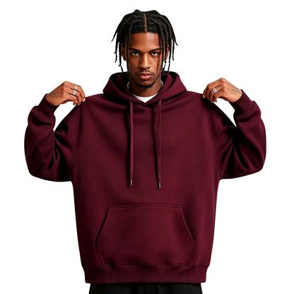 Men Hoodie Sweatshirt Pullover with Kangaroo Pocket Lightweight Casual Hooded Top Apparel for Spring Fall Wear