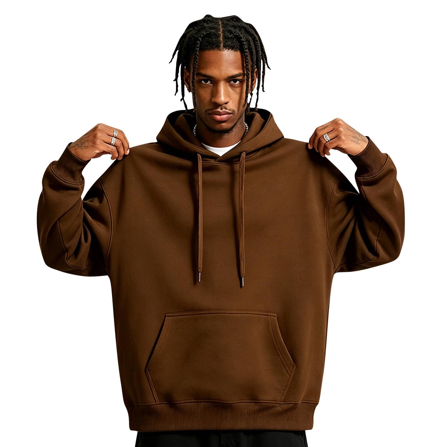 Men Hoodie Sweatshirt Pullover with Kangaroo Pocket Lightweight Casual Hooded Top Apparel for Spring Fall Wear