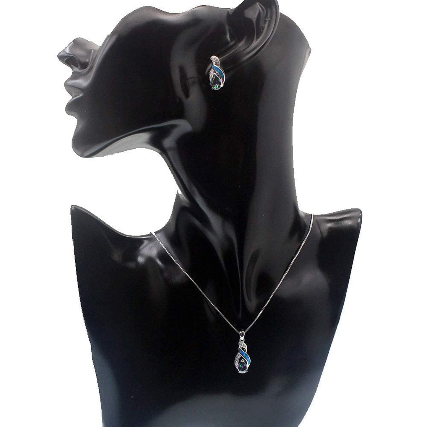 Jewelry Sets Australian Created Opal Necklace Earrings Jewelry for Mom