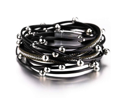 Fesciory Leather Wrap Bracelets for Women, Boho Western Layered Jewelry | Layered leather cuff bracelets, Easy on and off, Boho western style, Daily wear, Gift for women