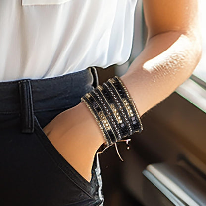 SPUNKYsoul Boho Cuff Bracelets, Women Adjustable Stackable Beaded Accessory | Adjustable Bohemian-Inspired Design, Trendy Wrist Ornament, Versatile For Occasions Or Everyday Wear, Unique Style Jewelry