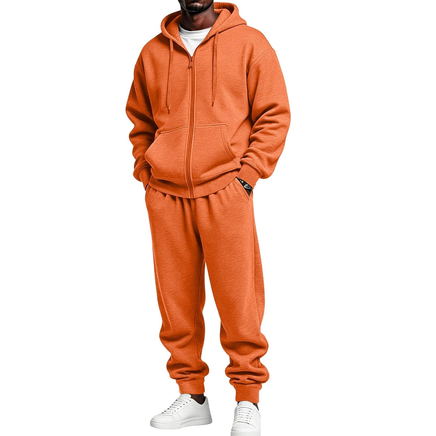 Jogger Sweatpants Matching Outfit For Men 2 Piece Sweat Suits Full Zip Up Hooded Tracksuit Soft Fleece Set