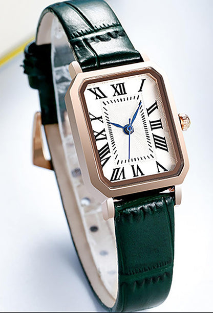 BESTKANG Leather Strap Watches for Women Elegant Dainty Ladies Watch Vintage Rectangle Women Quartz Wrist Watch