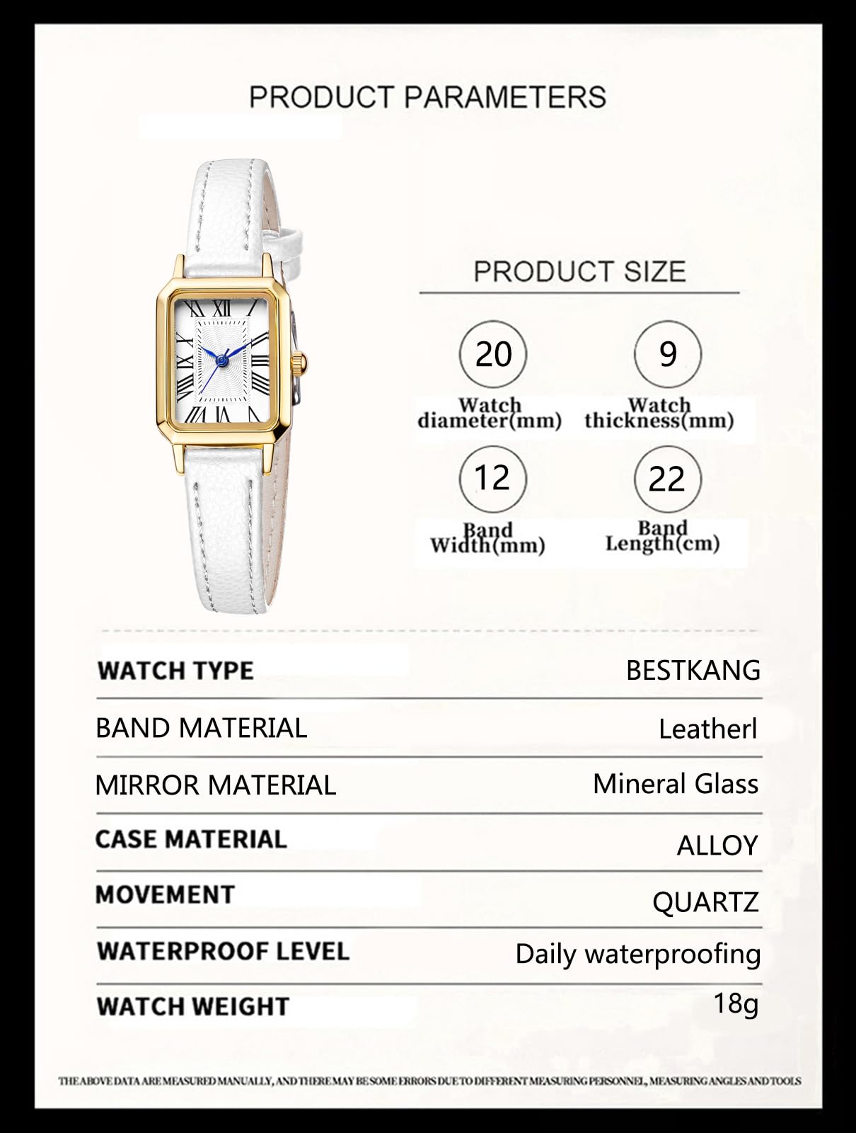 BESTKANG Leather Strap Watches for Women Elegant Dainty Ladies Watch Vintage Rectangle Women Quartz Wrist Watch