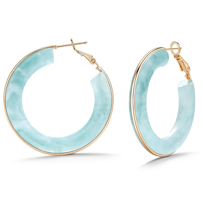 Chunky Gold Resin Hoop Earrings Leverback Statement Huggie Hoops Dangle Drop Dressy Earring Prom Festival Vacation Jewelry for Women