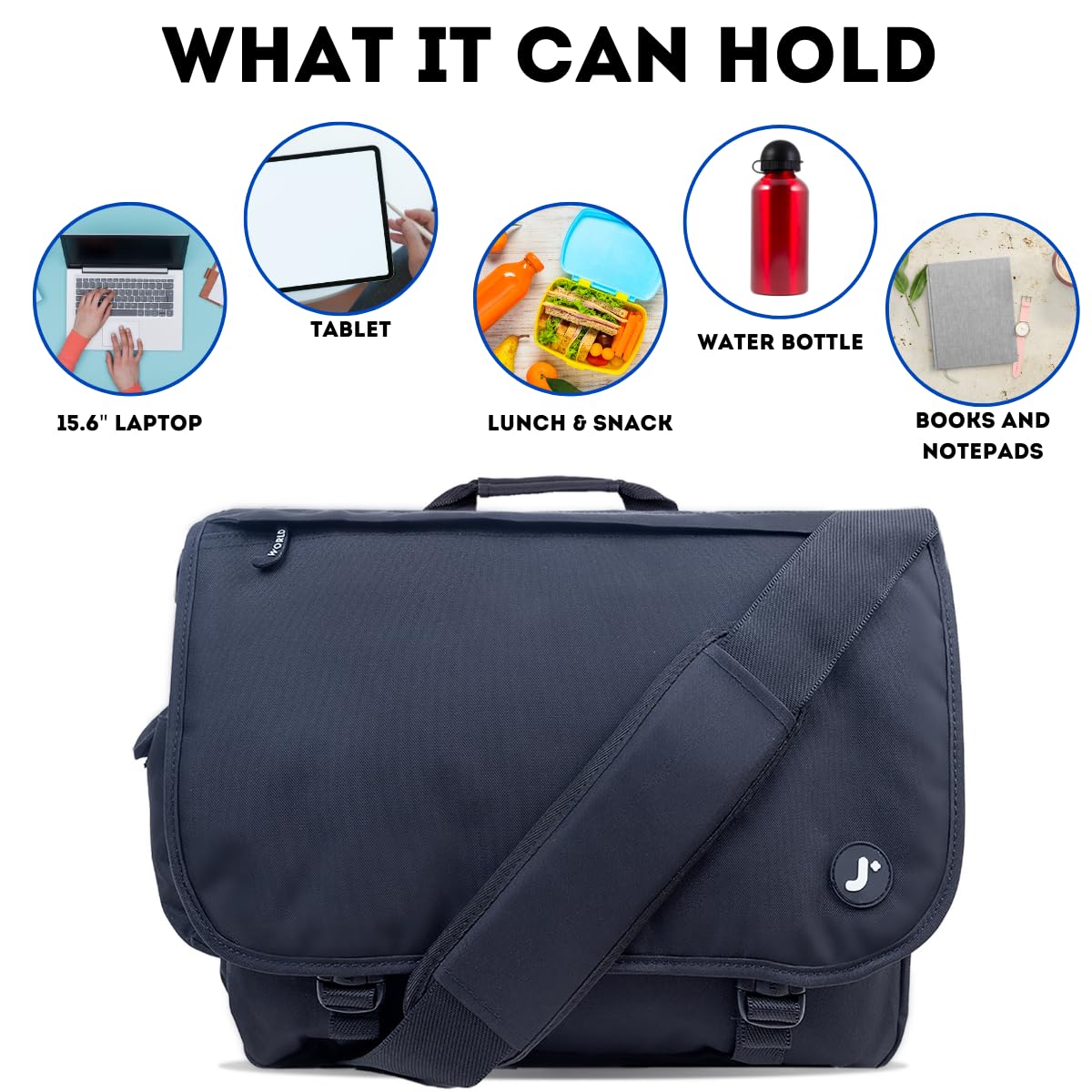 J World New York Thomas Laptop Messenger Bag for Women & Men. Kids Computer Bookbag
