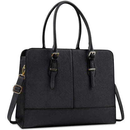 Laptop Bag for Women 15.6 Inch Leather Work Tote Briefcase Business Computer Shoulder Bag Large Capacity Waterproof Office Messenger Handbag Professional Teacher Nurse Carryall