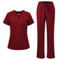 floralhue Scrubs for Women, V-Neck Straight Leg Pants with 12 Pockets | Slit Hem Cargo Pant Storage, Yoga Waistband, Water Resistance, For Nurses, Clinics, Long Shifts, Daily Medical Uniforms
