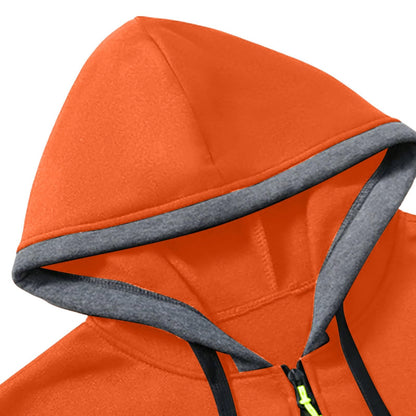 JOAU Men Casual Heavyweight Zip Long Sleeve Hooded Sweatshirt with Pockets | Fall Winter Thickened Warm Fashion Tops for Baggy Sweat Running Trendy Comfy Outdoor Travel Vacation Wear