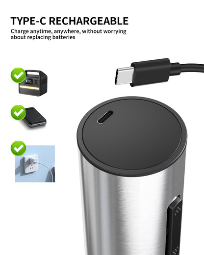 CIRCLE JOY Electric Wine Opener Rechargeable 5-in-1 Stainless Steel Wine Gift Set with Foil Cutter, Wine Aerator Pourer, Wine Drip Ring & Vacuum Stopper, Ideal Gifts for Wine Lovers, Silver