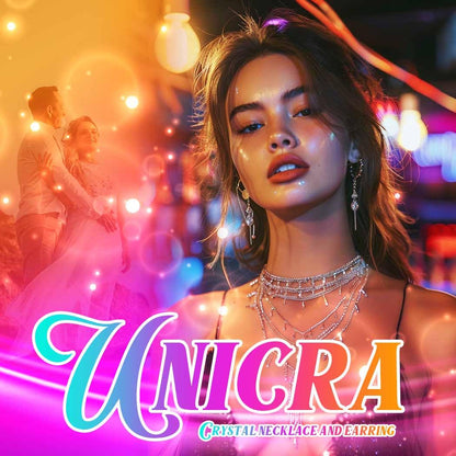 Unicra Black Jewelry Sets Rhinestone Necklace Hoop Earrings Bracelet Set Prom Formal Sparkly Costume Jewelry Sets for Women