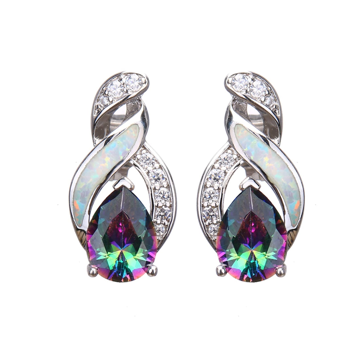 Jewelry Sets Australian Created Opal Necklace Earrings Jewelry for Mom