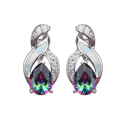 Jewelry Sets Australian Created Opal Necklace Earrings Jewelry for Mom