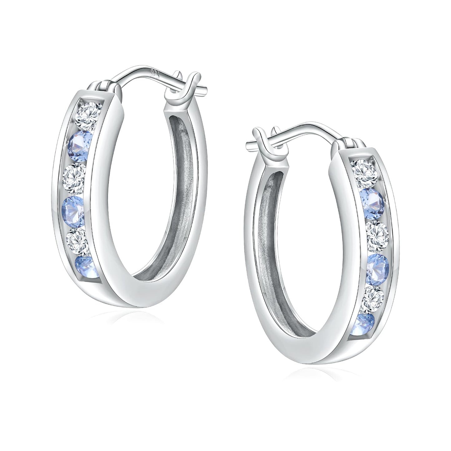 Channel Set Small Huggie Hoop Earrings Sterling Silver or 14K Gold Color,Lightweight Hypoallergenic CZ Diamond Chunky Hoop Earrings for Women