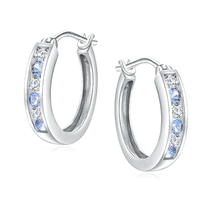 Channel Set Small Huggie Hoop Earrings Sterling Silver or 14K Gold Color,Lightweight Hypoallergenic CZ Diamond Chunky Hoop Earrings for Women
