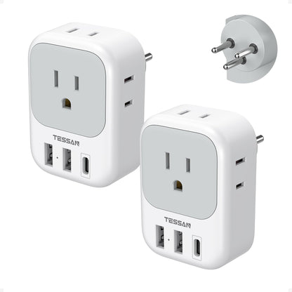 TESSAN 2 Pack European Travel Plug Adapter, Europe Power Converter