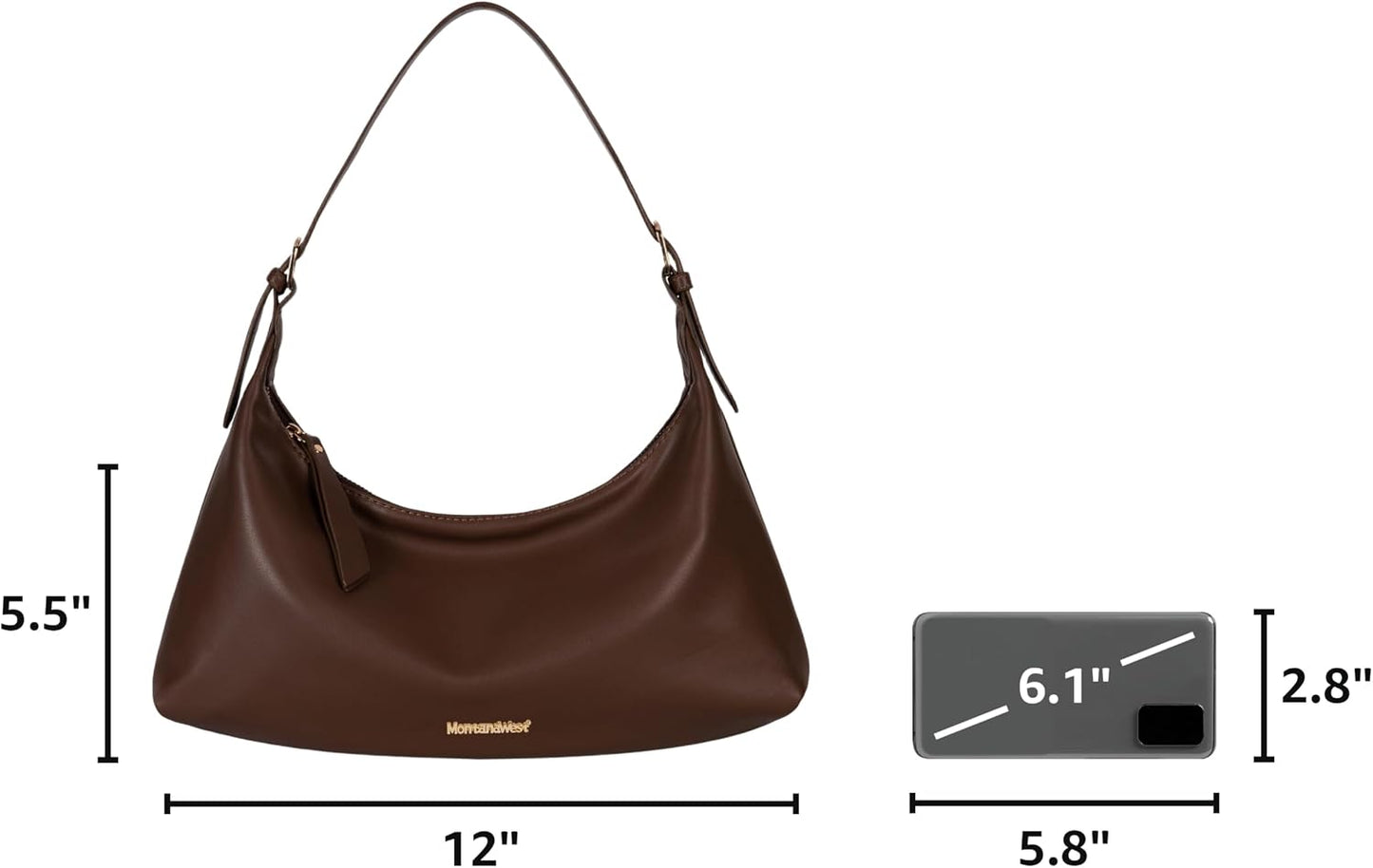 Montana West MEDIUM Shoulder Purses for Women Crescent Hobo Bags Trendy Purses