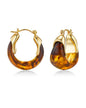 SNGIA Long Oval Chunky Dangle 18K Gold Plated Hoops with Colored Resin Gemstone Statement Earrings for Women, (Green, Brown, Light blue, Dark Blue), Bold Drop Handmade Exaggerated Irregular Trendy Bohemian Jewelry Gifts, Unique Dangling Teardrop Baroque S