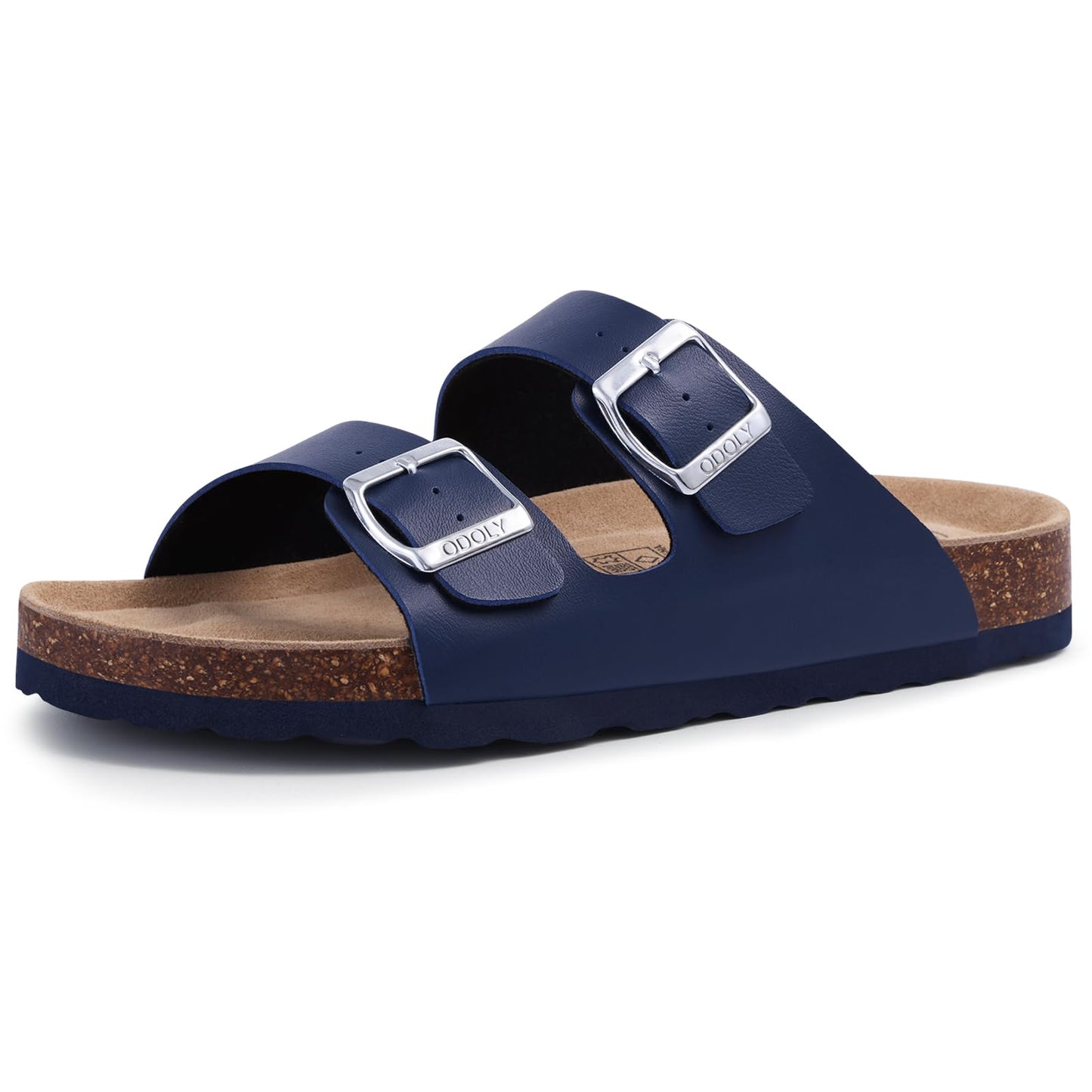ODOLY Unisex Comfortable Cork Footbed Slide Sandals with Arch Support | Adjustable Buckle, Lightweight Summer Sandals for Travel and Everyday Wear