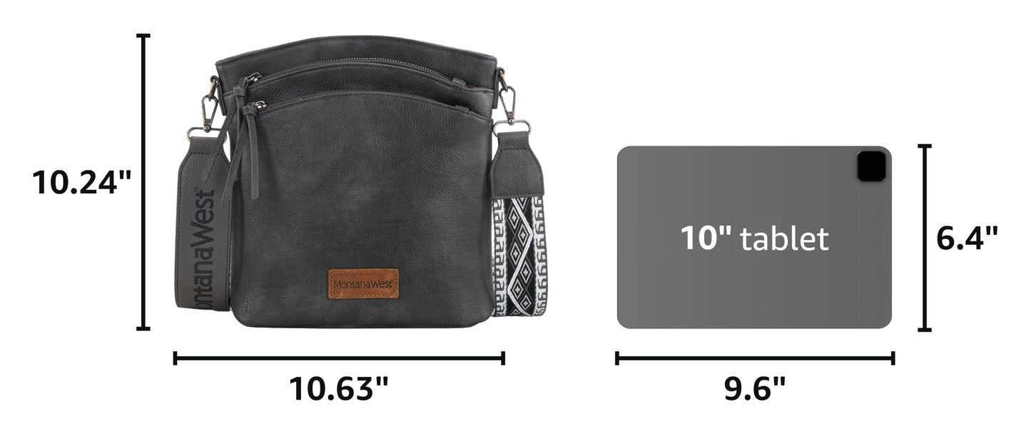 Montana West Multi Zip Pocket Crossbody Bag With Guitar Strap