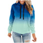 Women Gradient Tie Dye Pullover Hoodie Long Sleeve Drawstring With Pocket Oversized Casual Street Sweatshirts