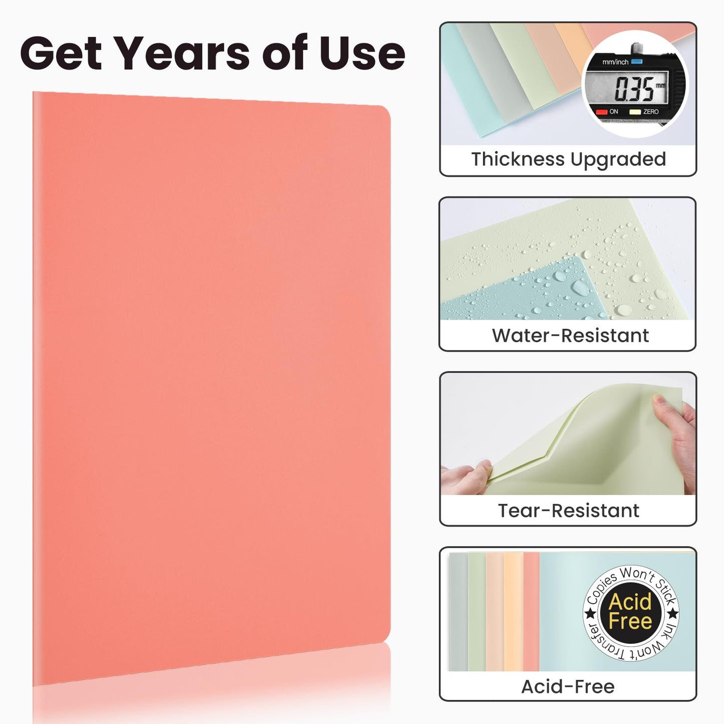 Sooez 6Pack Folders with Pockets, Pastels Colors, Heavy Duty Pocket Folder, Plastic Folders with Pockets, 2-Pocket Folder Bulk, Aesthetic File Folder, Back to School Office Filing Supplies