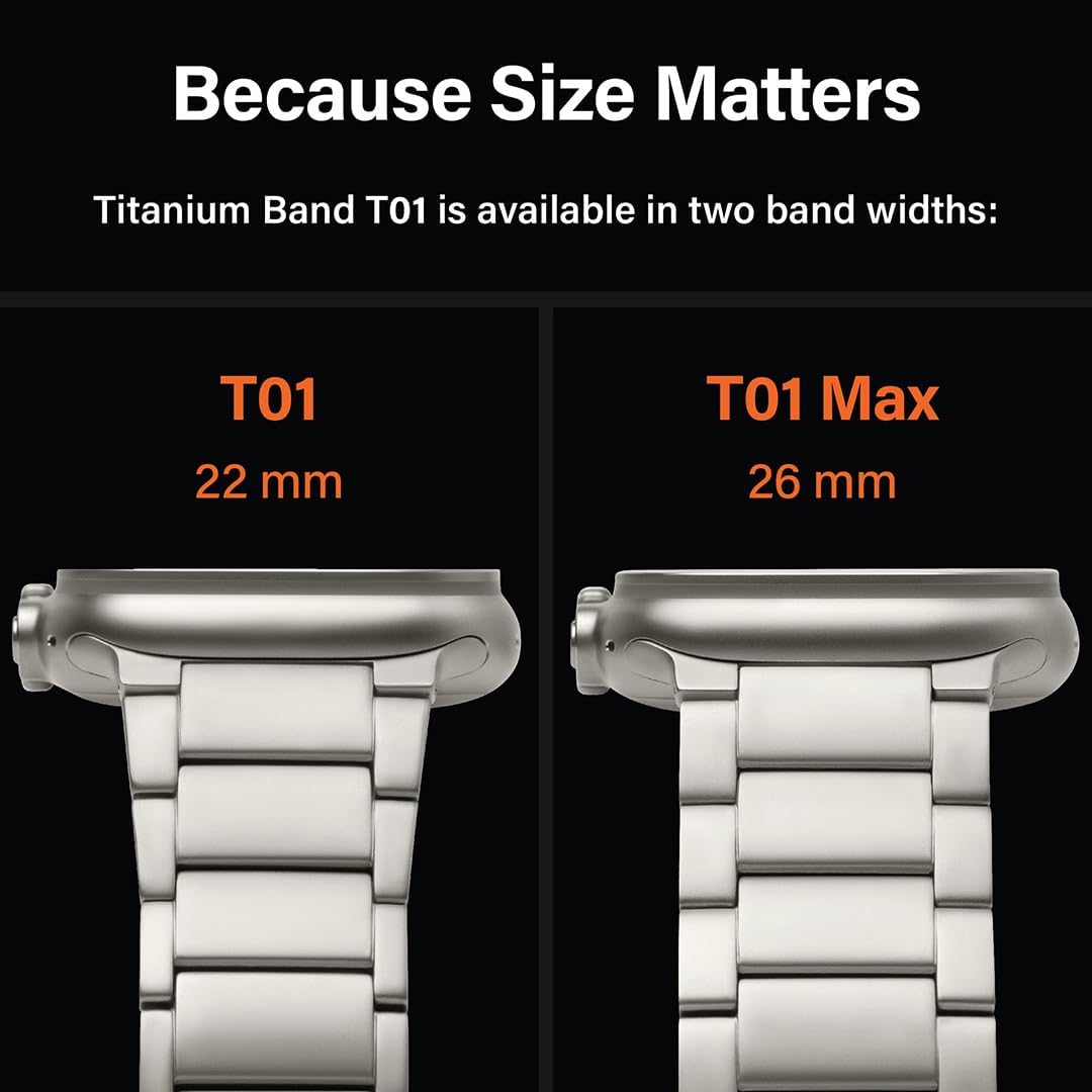 KORDIZ Titanium Watch Band T01 Max - Fits Apple Watch ULTRA 3 & ULTRA 2/1 (49mm) - Adjustable Titanium Apple Watch Band with Secure Clasp - Premium Color Matching Band (T01 Max | ULTRA Silver)