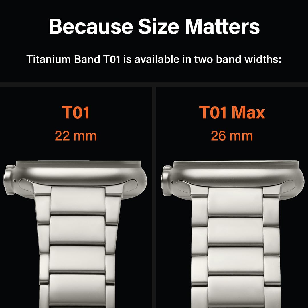 KORDIZ Titanium Watch Band T01 Max - Fits Apple Watch ULTRA 3 & ULTRA 2/1 (49mm) - Adjustable Titanium Apple Watch Band with Secure Clasp - Premium Color Matching Band (T01 Max | ULTRA Silver)