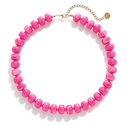 Chunky Beaded Choker Necklace for Women Summer Beach Acrylic Beads Necklaces Trendy Boho Statement Colorful Necklace Jewelry Accessories