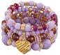 Women Beaded Bracelet Set | Colorful Boho Stackable Trendy Design with Crystal Accents Multilayer Bangle Bracelet | Fashion Stretch Braclets Jewelry for Women