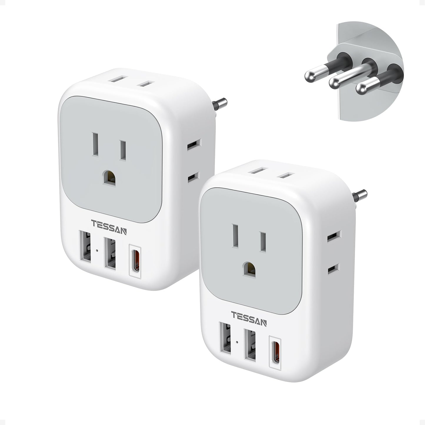 TESSAN 2 Pack European Travel Plug Adapter, Europe Power Converter