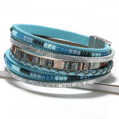 Fesciory Leather Wrap Bracelets for Women, Boho Western Layered Jewelry | Layered leather cuff bracelets, Easy on and off, Boho western style, Daily wear, Gift for women
