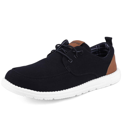 ASITVO Mens Wide Canvas Loafers Slip on Big Size Walking Shoes Width Toe Box Casual Dress Shoes
