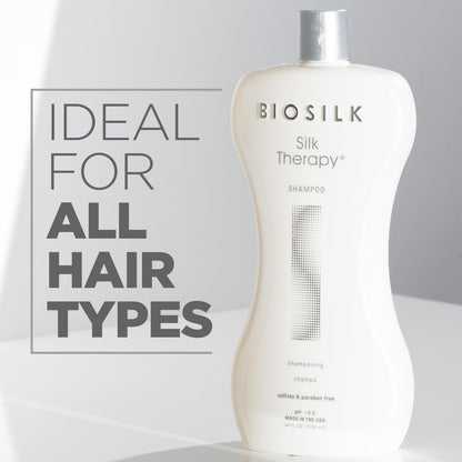 BioSilk Silk Therapy Duo Set, Shampoo & Conditioner for Gentle Cleansing, Moisturizing & Shiny Hair, Smooth, Replenished Hair, Sulfate-Free, Paraben-Free, Cruelty-Free, 12 Oz Each (Pack of 2)